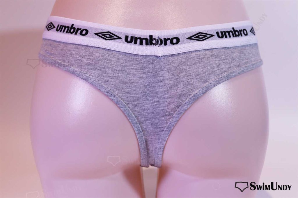 Umbro thong in heather from the back.